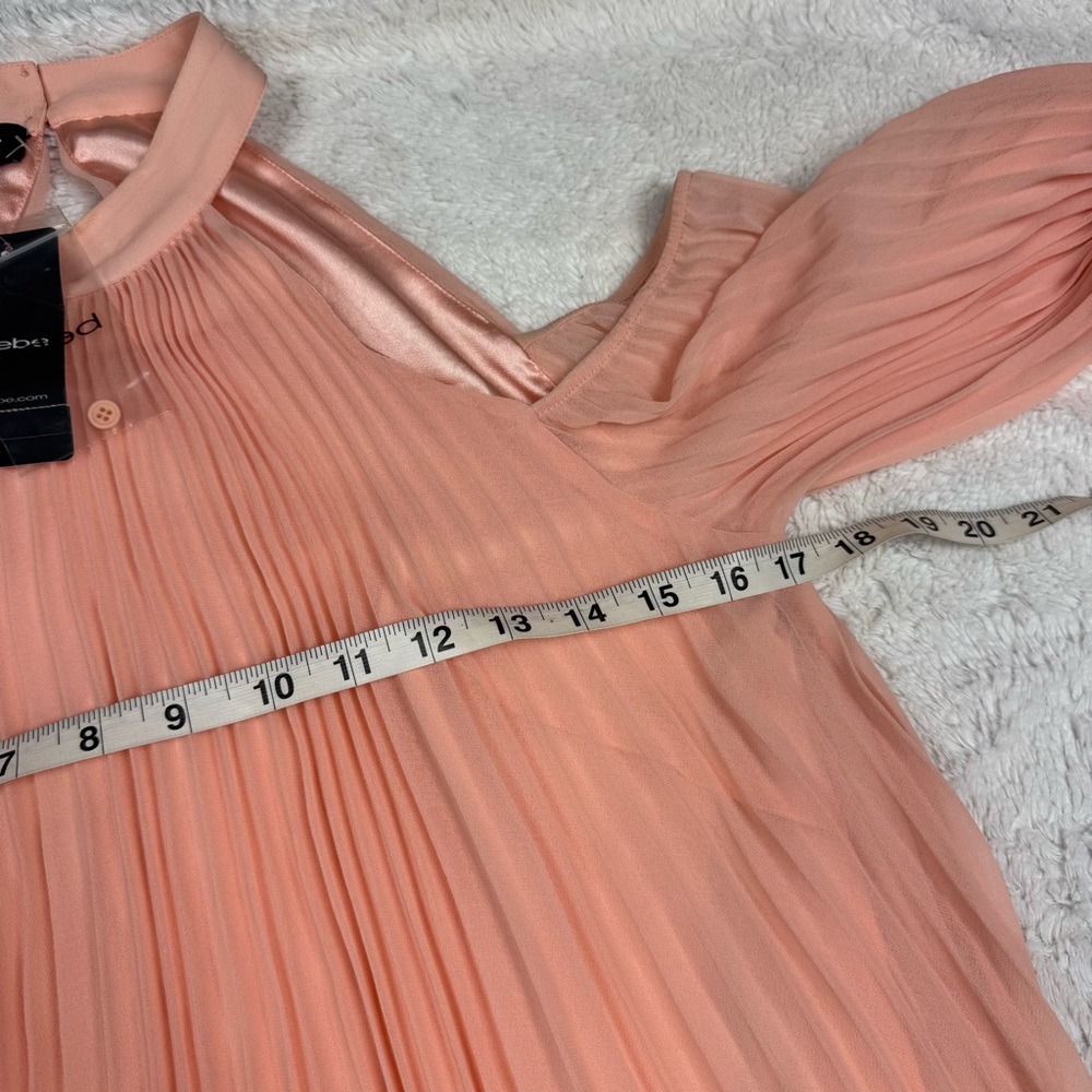 bebe Blush Pink Long Sleeve Pleated Dress - Picture 3 of 5